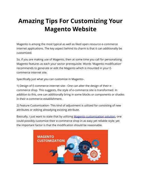 Amazing Tips For Customizing Your Magento Website