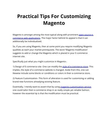 Practical Tips For Customizing Magento