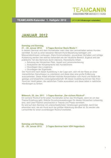 JANUAR 2012 - TeamCanin