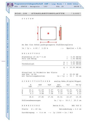 PBS BTS - STATIK - Beispiele - '10U' POS. 28 SEITE 1 POS.28 ...