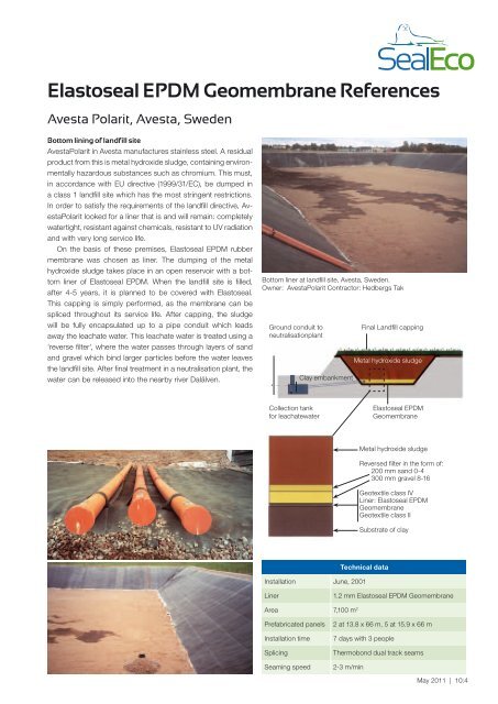 Elastoseal EPDM Geomembrane References - Australian ...