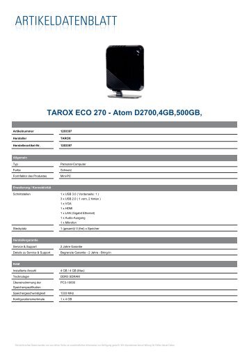 TAROX ECO 270 - PCD-Store