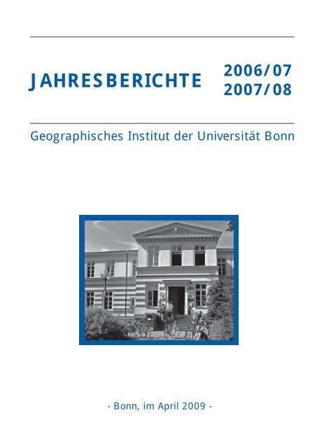 Jahresberichte Geographisches Institut Der Universitat Bonn