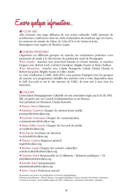 Catalogue de saison - Association Bourguignonne Culturelle