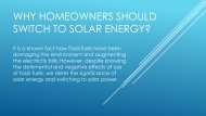 WHY HOMEOWNERS SHOULD SWITCH TO SOLAR ENERGY?