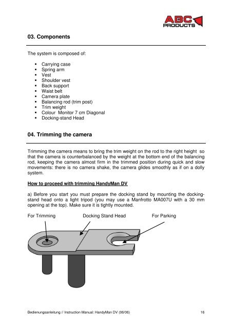 Anleitung - InstructionManual HandyMan DV 06_06 - ABC Products