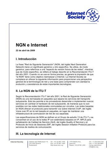 NGN e Internet - Internet Society