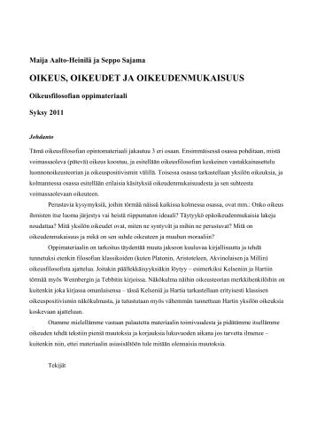 OIKEUS, OIKEUDET JA OIKEUDENMUKAISUUS