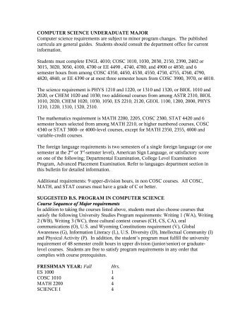 Cosc requirements (General Bulletin Entry) - Computer Science