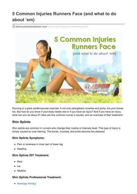 5 Common Injuries Runners Face (and what to do about ‘em) - Advanced Back and Neck Care