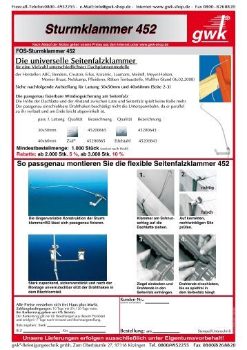 Sturmklammer 452 - gwk-Befestigungstechnik gmbh