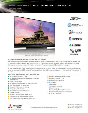 DIAMOND 842 I 3D DLP® HOME CINEMA TV - Mitsubishi Digital ...