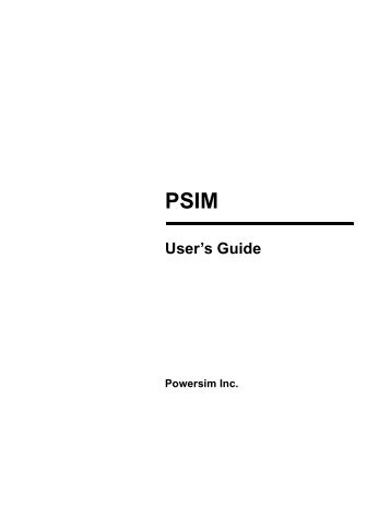 PSIM User's Guide - IUT GEII Montpellier - Free