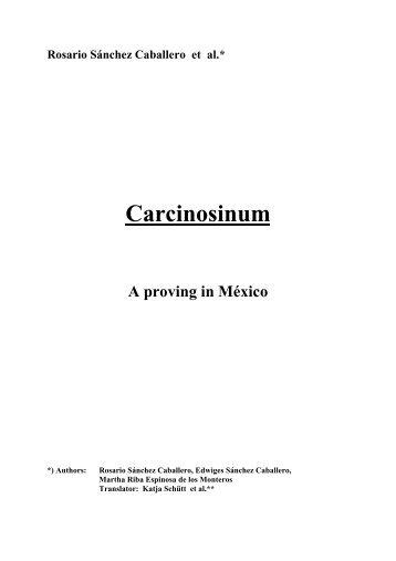Carcinosinum â A Proving in Mexico - Hpathy