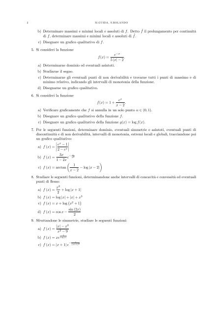 studio di funzioni / esercizi proposti - Corso di Studi in Matematica