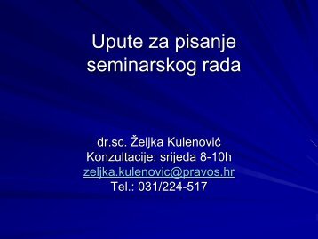 Upute za pisanje seminarskog rada - Pravni Fakultet Osijek