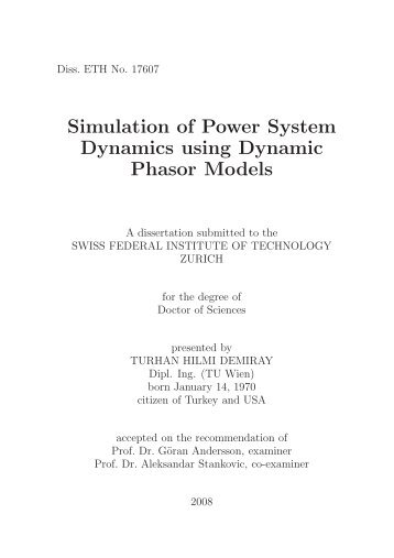 Simulation of Power System Dynamics using Dynamic Phasor ... - EEH