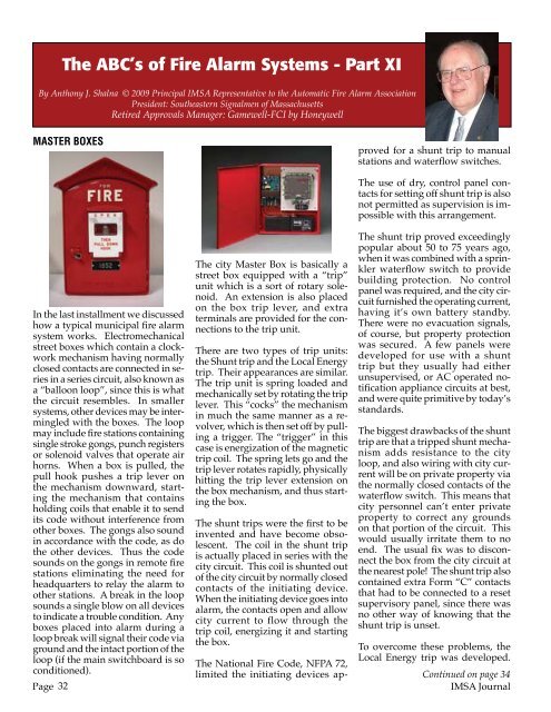 The ABC's of Fire Alarm Systems - Part XI - IMSA