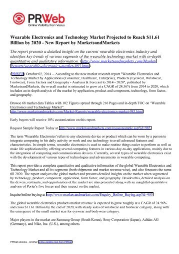 Wearable Electronics and Technology Market by Applications - 2020 | MarketsandMarkets