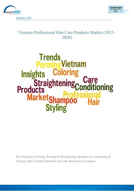 IndustryARC: Market Scenario of Professional Hair Care Products in Vietnam