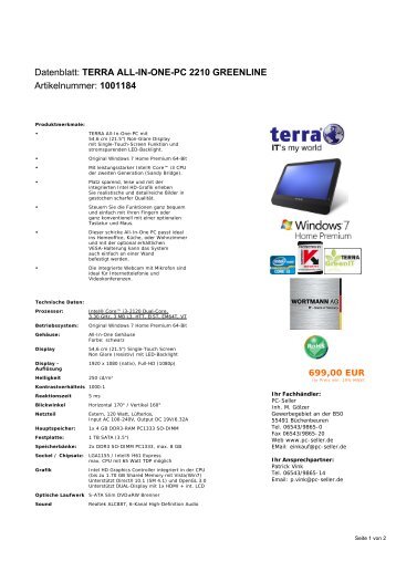 Datenblatt: TERRA ALL-IN-ONE-PC 2210 GREENLINE - PC-Seller