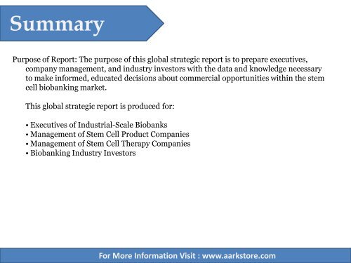 Aarkstore - The Market for Stem Cell Biobanking and Storage - Size, Segments, and Trends