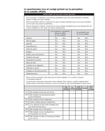 Le questionnaire revu et corrigÃ© portant sur la perception de la ...