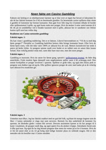 Noen fakta om Casino Gambling