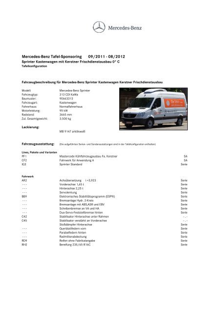 Mercedes-Benz Tafel-Sponsoring 09/2011 - 08/2012