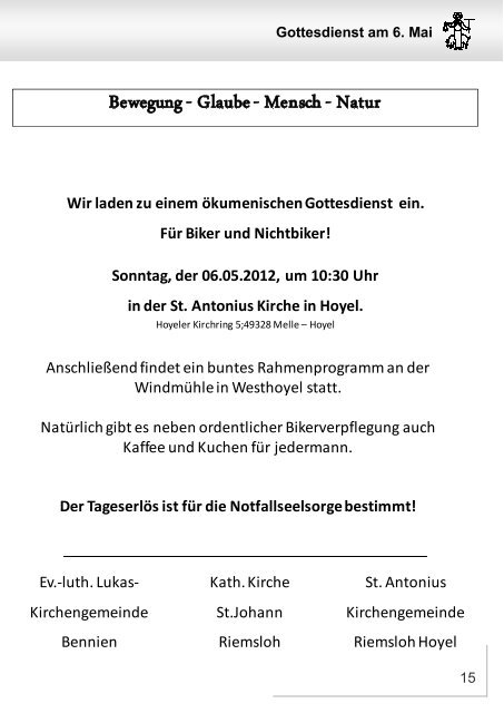 02 (3. JAHRGANG) April / Mai / Juni 2012 - Kirchengemeinde Melle ...