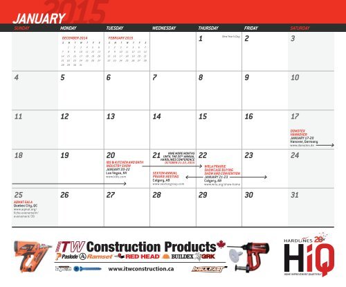 2015 HOME IMPROVEMENT INDUSTRY CALENDAR