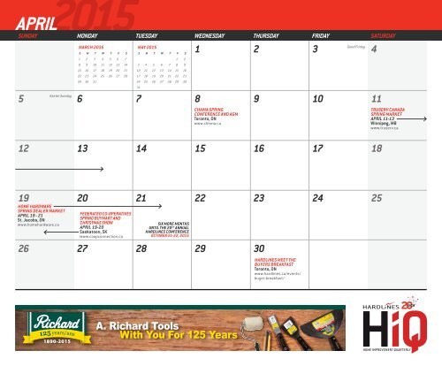 2015 HOME IMPROVEMENT INDUSTRY CALENDAR