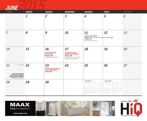 2015 HOME IMPROVEMENT INDUSTRY CALENDAR