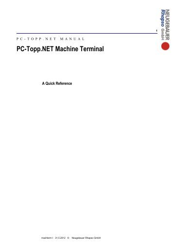 Machine Terminal Manual - PC-Topp - Neugebauer Rhapso GmbH