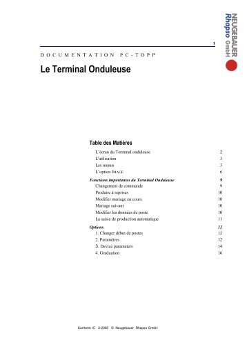 Fonctions importantes du Terminal Onduleuse - PC-Topp ...