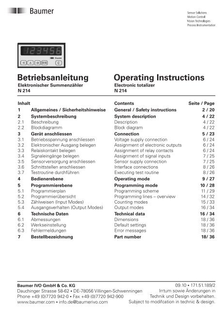 Betriebsanleitung Operating Instructions - PC-Topp - Neugebauer ...