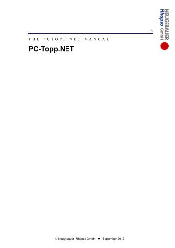 PC-Topp.NET Manual - PC-Topp - Neugebauer Rhapso GmbH