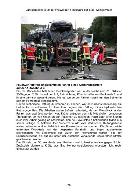 Jahresbericht 2009 der Freiwilligen Feuerwehr Königswinter