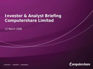 Investor Presentation 2008 - Computershare