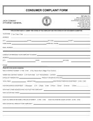 consumer complaint form - Office of the Attorney General