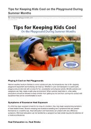Tips for Keeping Kids Cool on the Playground During Summer Months
