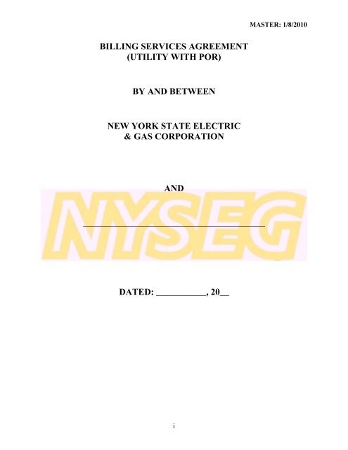 BILLING SERVICES AGREEMENT (UTILITY WITH POR) BY ... - nyseg