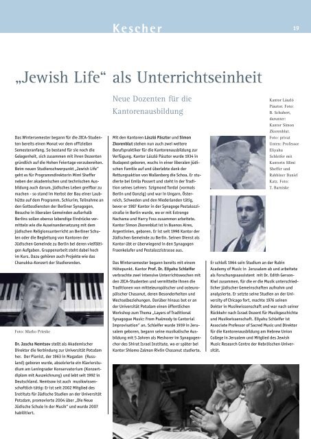 Kescher Edition Chanukka 2009 - Abraham Geiger Kolleg