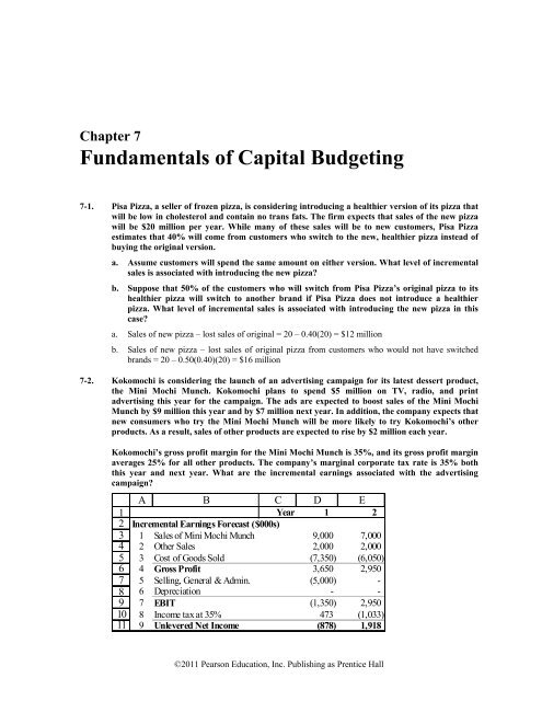 Chapter 7 Fundamentals of Capital Budgeting - Tamu.edu