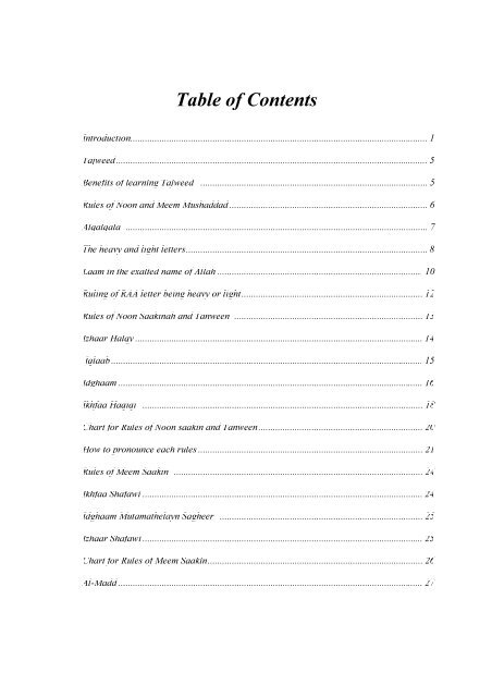 Tajweed Rules Chart