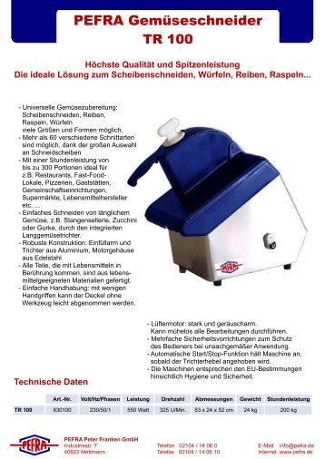 Technische Daten - Pefra