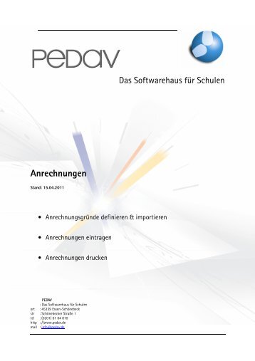 Anrechnungen - PEDAV