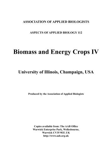 Biomass and Energy Crops IV - Association of Applied Biologists