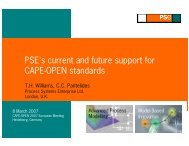 PSE's current and future support for CAPE-OPEN standards - CO-LaN