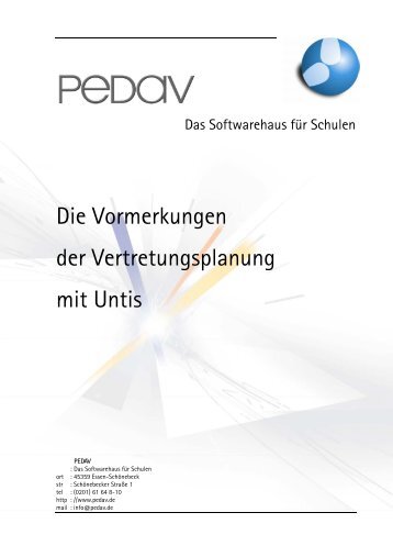 Die Vormerkungen der Vertretungsplanung mit Untis - PEDAV